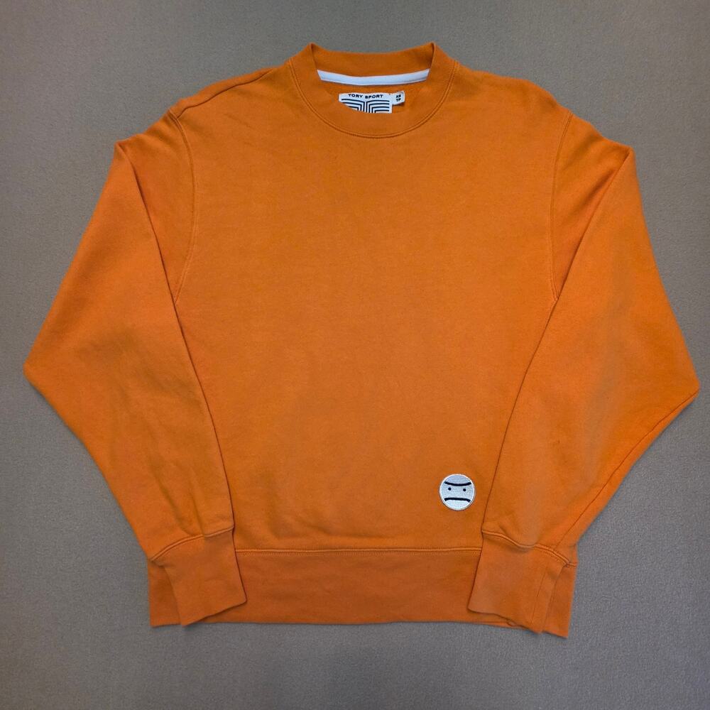 Tory Sport Little Grumps Oversized Orange Crew Neck Sweatshirt Sz XS 100% Cotton
